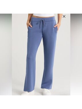ZELLA Level Set Straight Leg Slit Hem Track Pants ( Grey/Blue) Womens sz Large